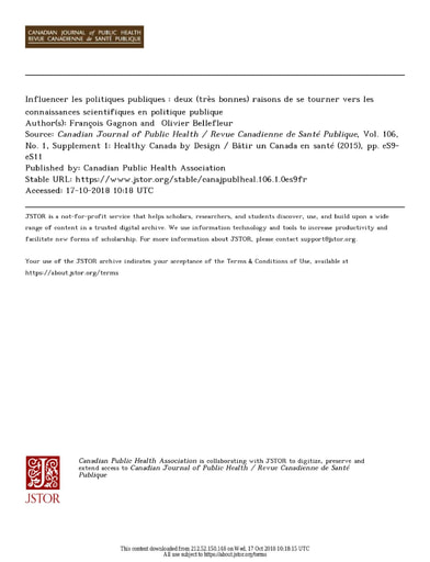 487 Gagnon Bellefleur 2015 Influencer politiq  publiq  connaiss  scientifiq